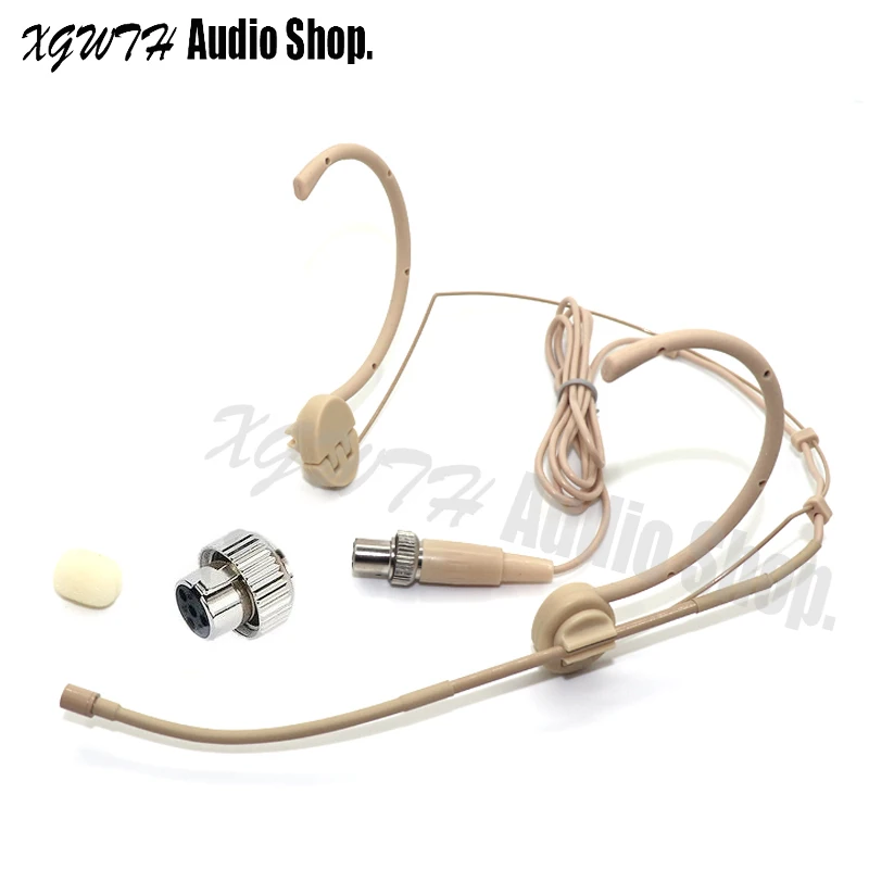 

Pro Complexion Dual Hook Head Headset Microphone For MiPro Wireless Radio Mic System Beltpack Mini XLR 4Pin lock Foldable Ears