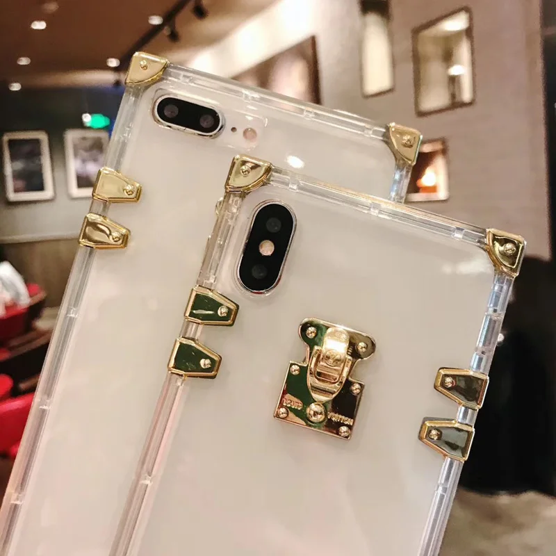 Чехол для Телефона iphone 6 S 7 8 Plus роскошный бренд квадратный ретро металлический