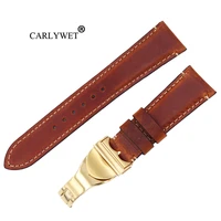 carlywet wholesale 22mm vintage style genuine leather replacement wrist watchband strap belt loops band bracelets for iwc tudor