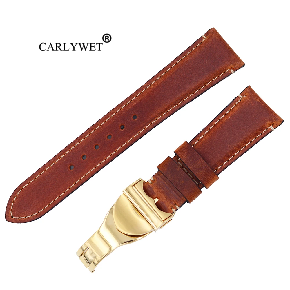 CARLYWET оптовая продажа 22 мм Винтажный стиль из натуральной кожи сменный ремешок
