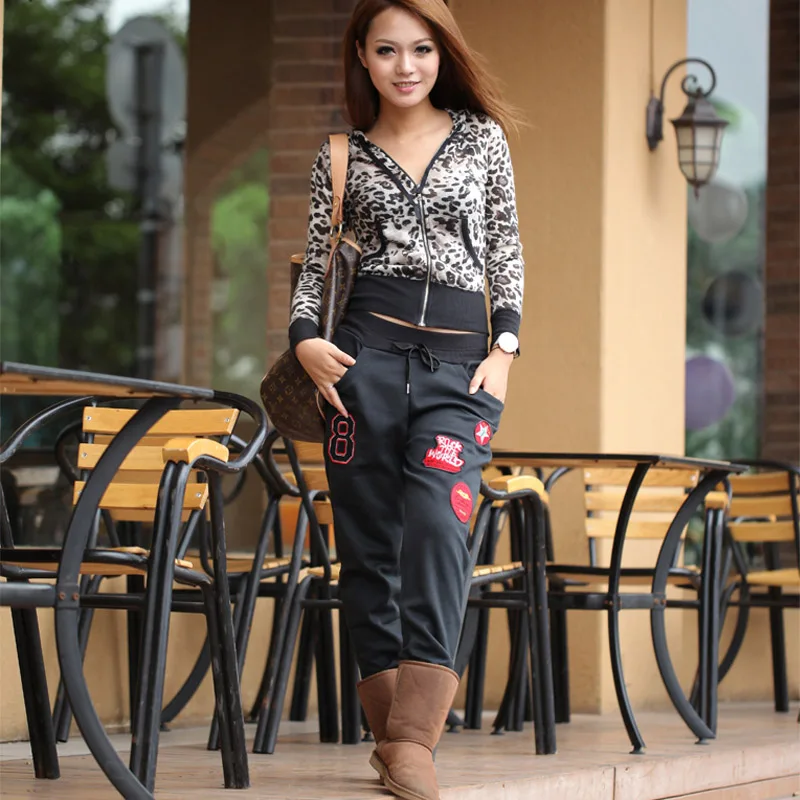 smxl Lady Casual Pants Female Fleece Sweatshirt Trousers New Women Stretch Cotton pants Loose Feet Ankle Length |