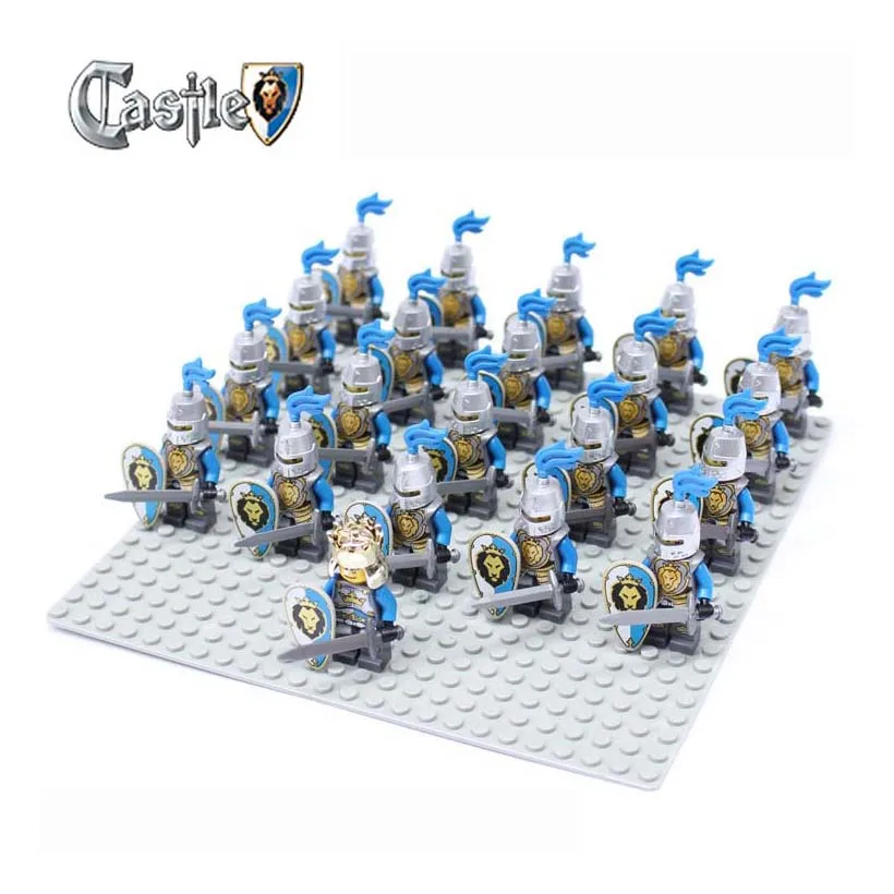 21pcs Lion A 21 шт. замок средневекового возраста Королевский Король рыцарь крестоносцы Рыцари доспехи Римский Воин Строительный блок мини-фигурка общего телохранника - Цвет: 21pcs Lion A