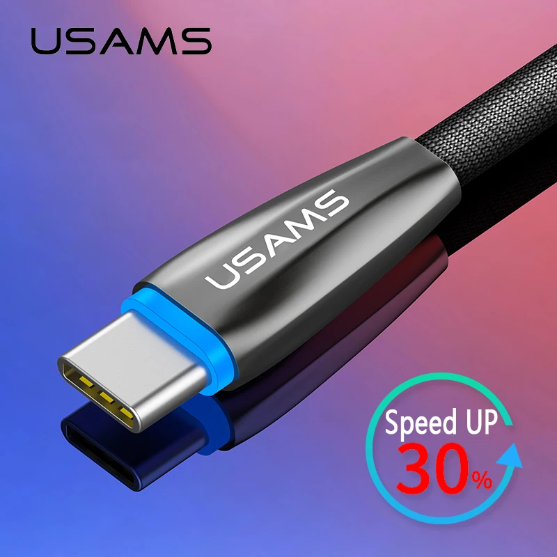 Usb кабель типа C USAMS с автоматическим изменением света для samsung Xiaomi Oneplus USB зарядное