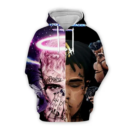 LIL PEEP and XXXTentacion Print 3d Hoodies Sweatshirt Jahseh Dwayne Hip Hop hot singer zipper hoodie Men/women casual pullover