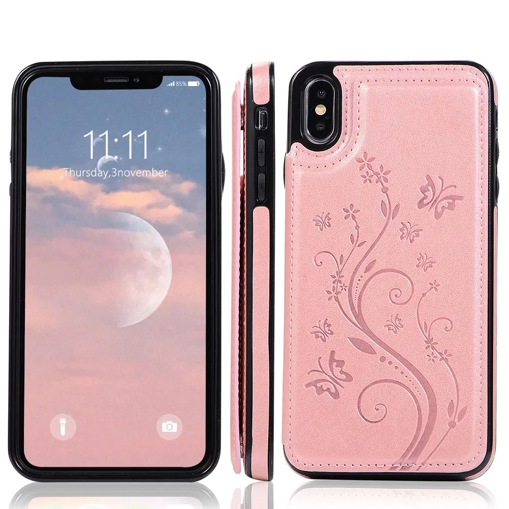 Чехол KISSCASE из искусственной кожи в стиле ретро с отделением для карт iPhone 7 8 6S 6 Plus XR