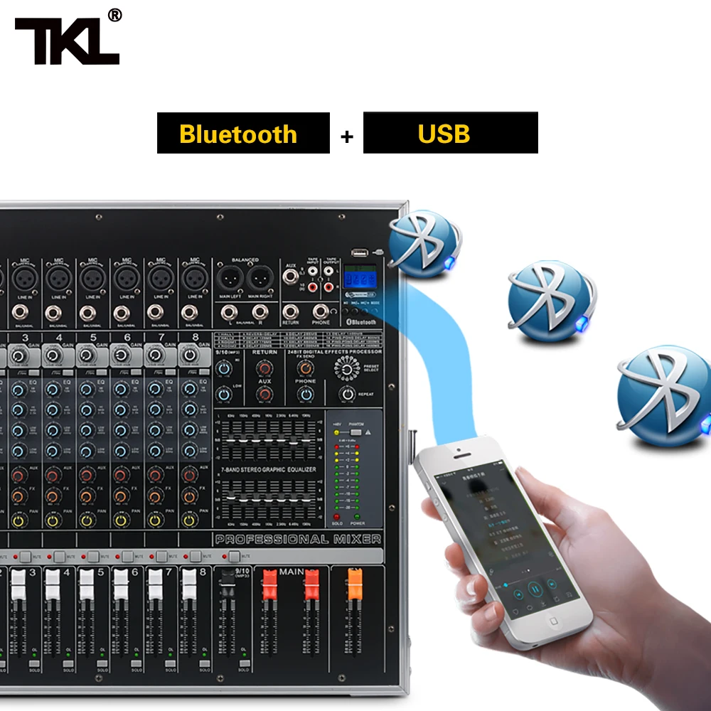 TKL PH2400 8 1200 Вт усилитель мощности DJ микшер Поддержка USB Bluetooth проигрывание песен профессиональный сценический комплект Airbox