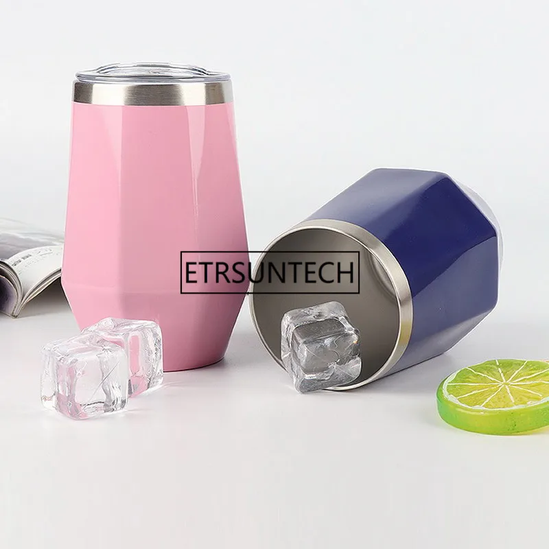 12oz Diamond Egg Cups Wine Tumbler Double Wall Stainless Steel Beer Vacuum Insulated mug drinking coffee Red | Дом и сад
