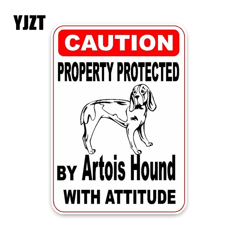 YJZT 15*11.4CM Property Protected By Artois Hound Dog The Car Whole Body PVC Sticker C1-4684 | Автомобили и мотоциклы