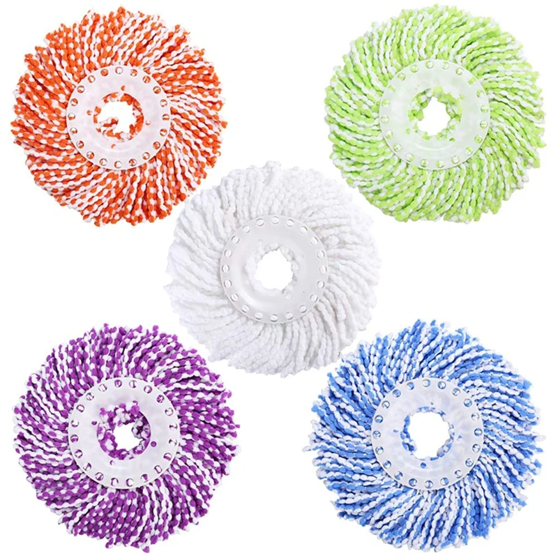 

Microfiber Cotton Spin Mop Heads Replacement - 5 Pack Refills Compatible 360 Spinning Magic Mops - Round Shape Standard Size M