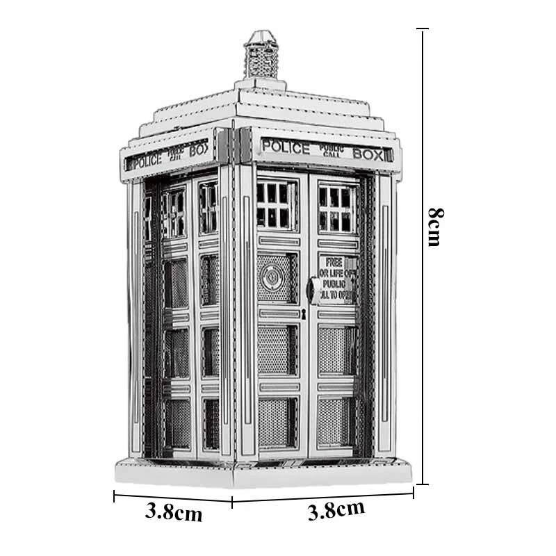 Tardis 3D металлические Пазлы Доктор Кто DIY Серебряная модель наборы лазерная резка собрать головоломки взрослых подарок игрушки, фигурки домашний декор ручной работы - Цвет: TARDIS Silver