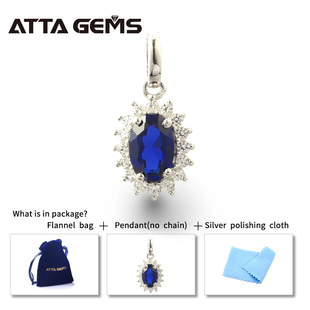 Blue with No Chain Подвески из стерлингового серебра с синим сапфиром, женский кулон с рубиновым изумрудом, S925, классический стиль, Подвеска для женщин, ювелирный дизайн - Цвет камня: Blue with No Chain