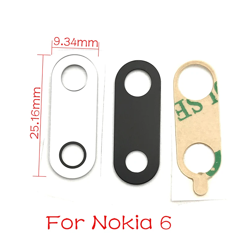 For Nokia 6 Black Новая задняя камера, стеклянная крышка объектива для Nokia 5 6 8 7 Plus X5 X6 X7 с клейкой наклейкой, запасные части - Цвет: For Nokia 6 Black