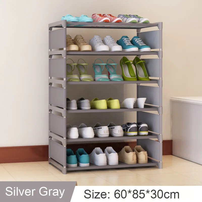 Silver Gray 6L Простой сборный стеллаж для обуви, нетканые шкафы для хранения, полка для обуви, мебель для прихожей над дверью, экономия пространства, органайзер для обуви - Цвет: Silver Gray 6L