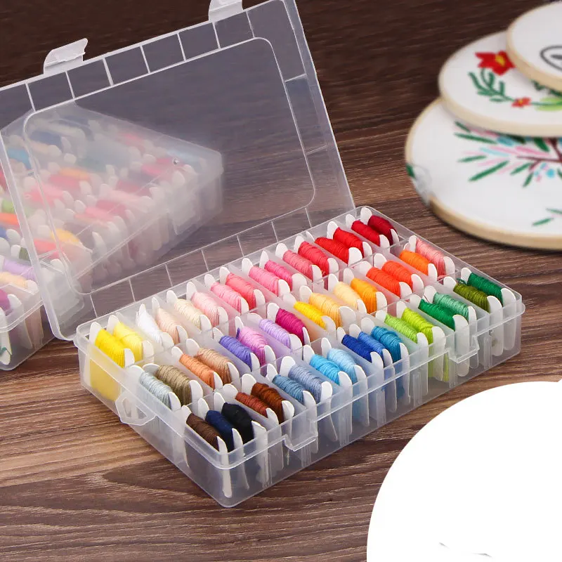 50 Colors DMC Embroidery Thread with Bobbins Storage Box DIY Sewing Tool Skeins Floss Cross Stitch | Дом и сад