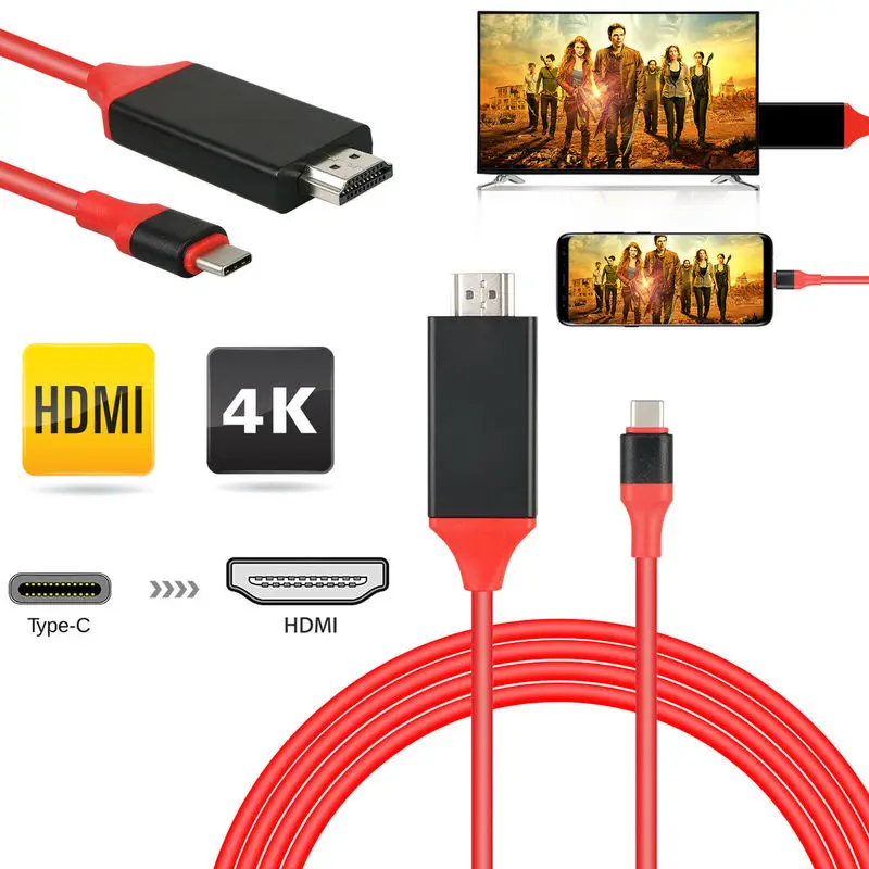 USB C Тип к HDMI совместимый HDTV TV 4K кабель адаптер для Samsung Galaxy S10 Note 9 MacBook|Кабели HDMI| |