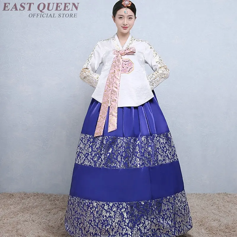 Women's traditional Korean clothing Korean hanbok costume female palace three quarter sleeve traditional style dress DD999 L