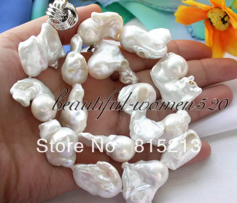

N1444 WHITE baroque keshi Reborn PEARL NECKLACE % Discount AAA