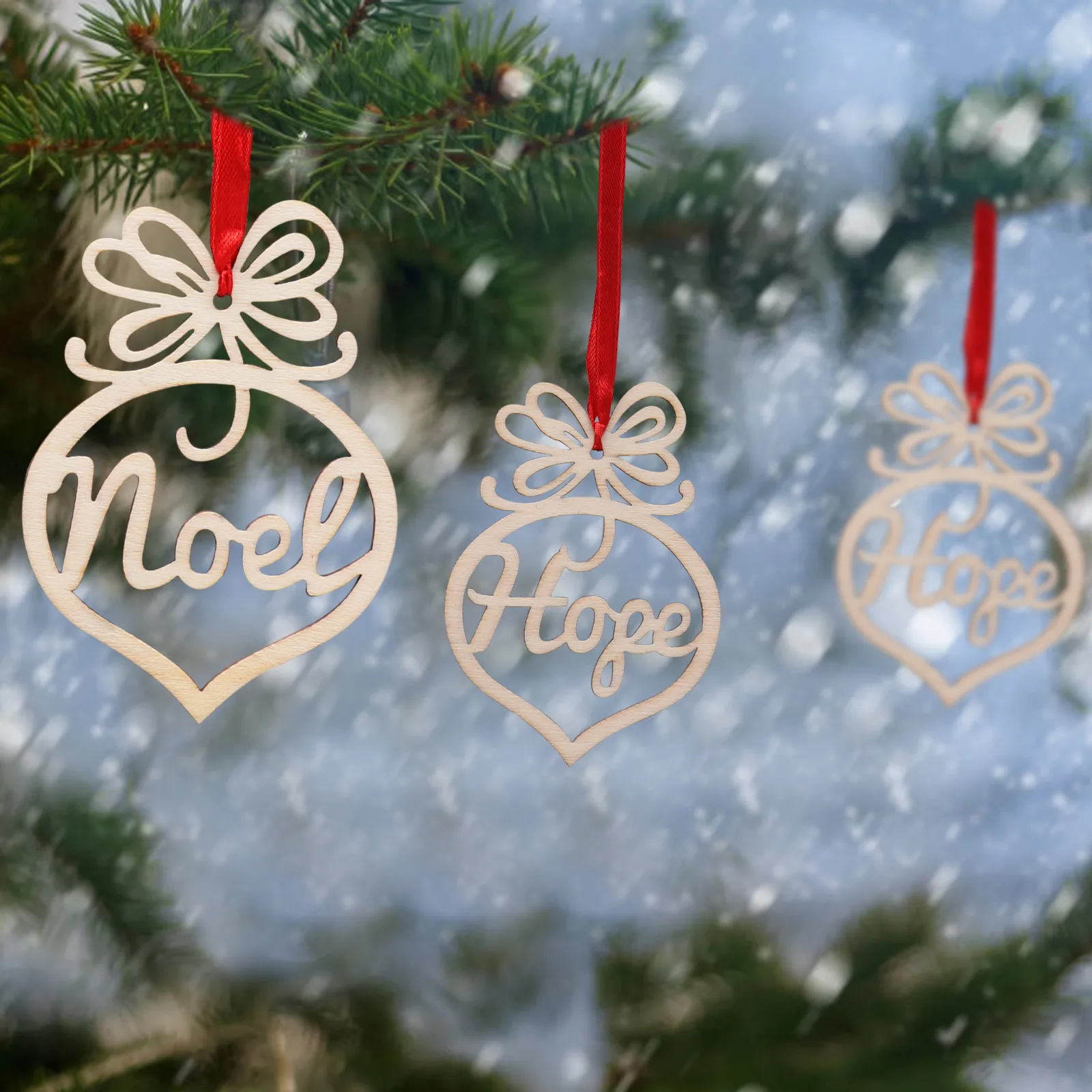 Деревянные подвесные бирки Noel из МДФ 6 шт. | Дом и сад