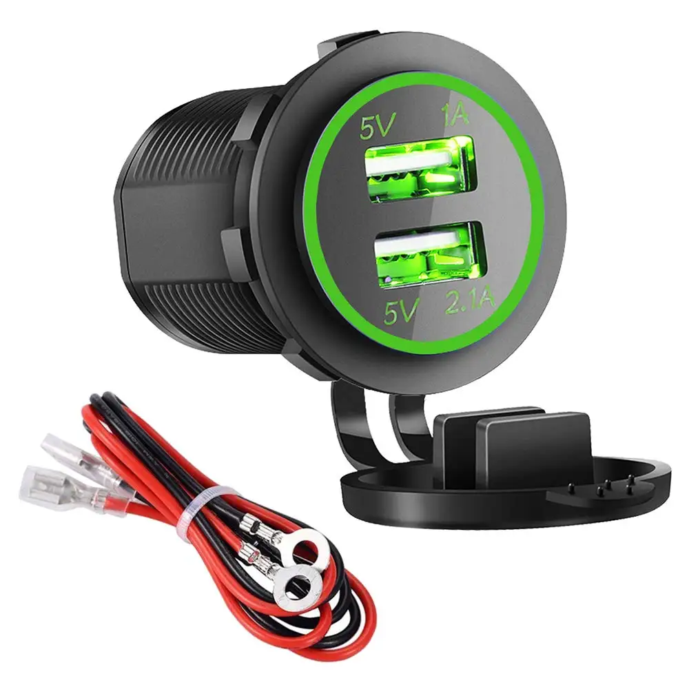 12 V 24 Dual USB зарядное устройство розетка питания 2.1A & 1A для автомобиля лодки морской
