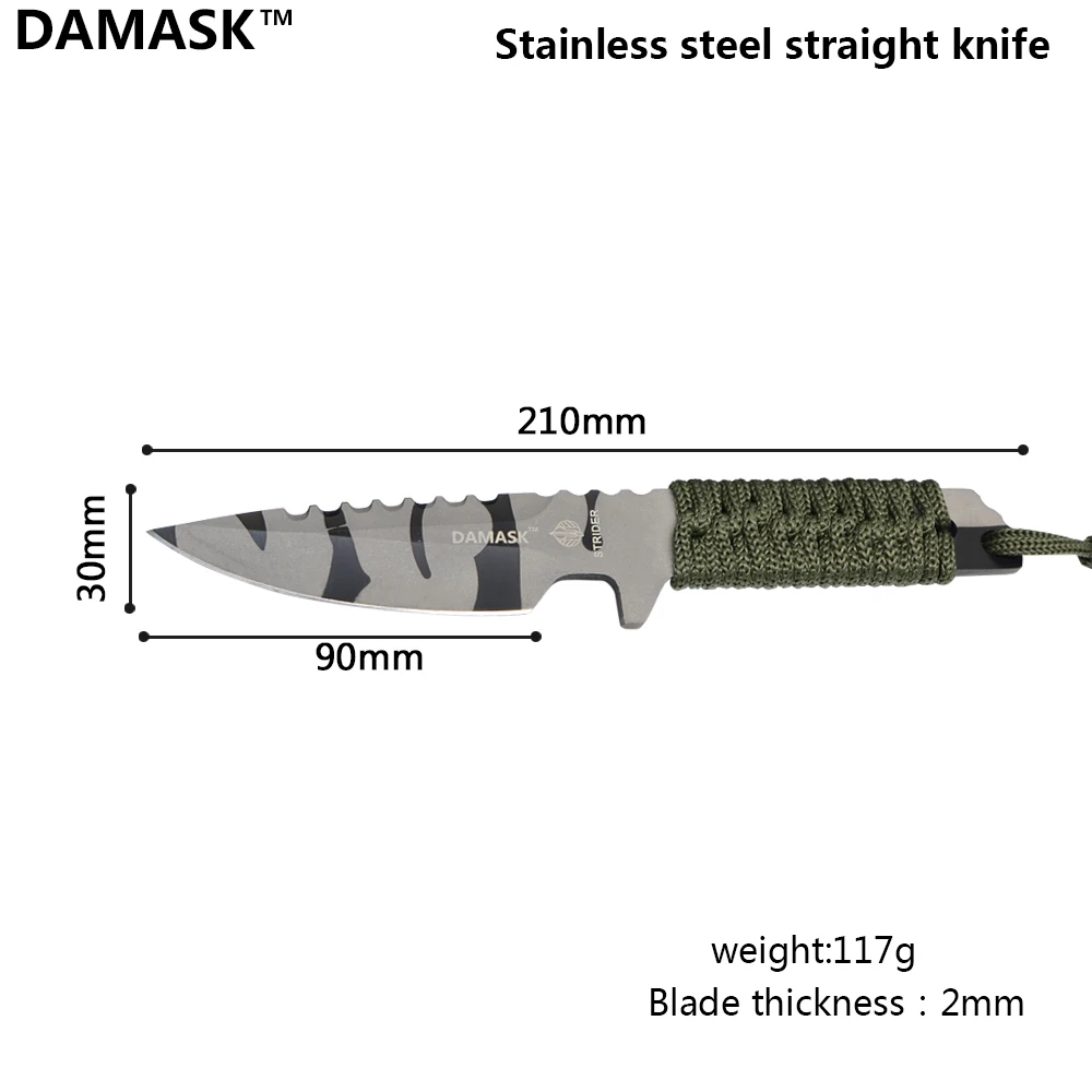 Высокое качество фиксированное лезвие Камуфляж Военный нож многоцелевой