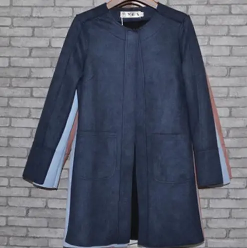 navy Casaco feminino Ранняя весна новое свободное сложное и длинное замшевое пальто блузки пальто для женщин Женское пальто G467 - Цвет: navy