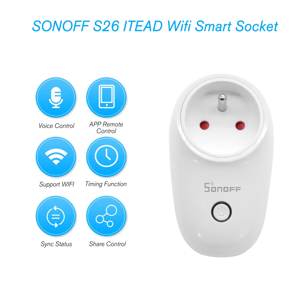 Умная Беспроводная розетка SONOFF S26 ITEAD с Wi Fi зарядный адаптер дистанционным