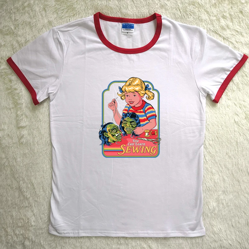 

You Can Learn Sewing Terrorist Harajuku T shirts Women Plus Size Graphic Tops Humor Creative Clothing Tumblr T shirt Women Brand