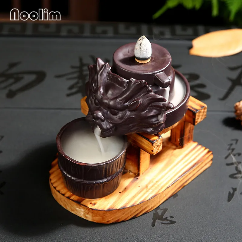 Фиолетовый Глиняный Дракон деревянная основа обратного потока благовония