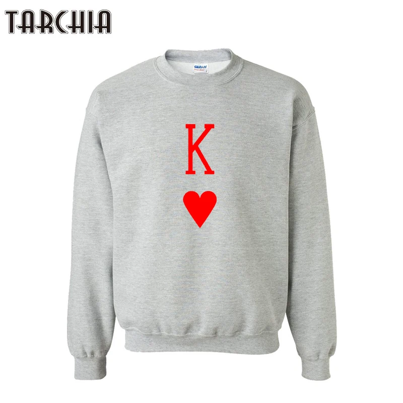 TARCHIA Oversized European Style Hip Hop Men Brand Top POKER K Printed Streetwear Fleece Fashion Hoodies Sweatshirt Harajuku | Мужская