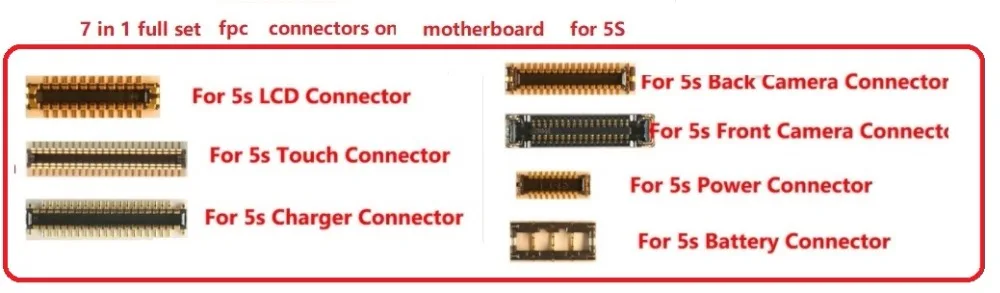 2 компл./лот для iphone 5S полный комплект 7 в 1 LCD сенсорная камера док станция питания