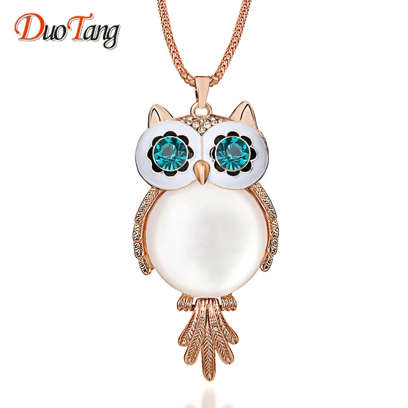 2 цвета Трендовое ожерелье с совой модное ювелирное изделие со стразами и