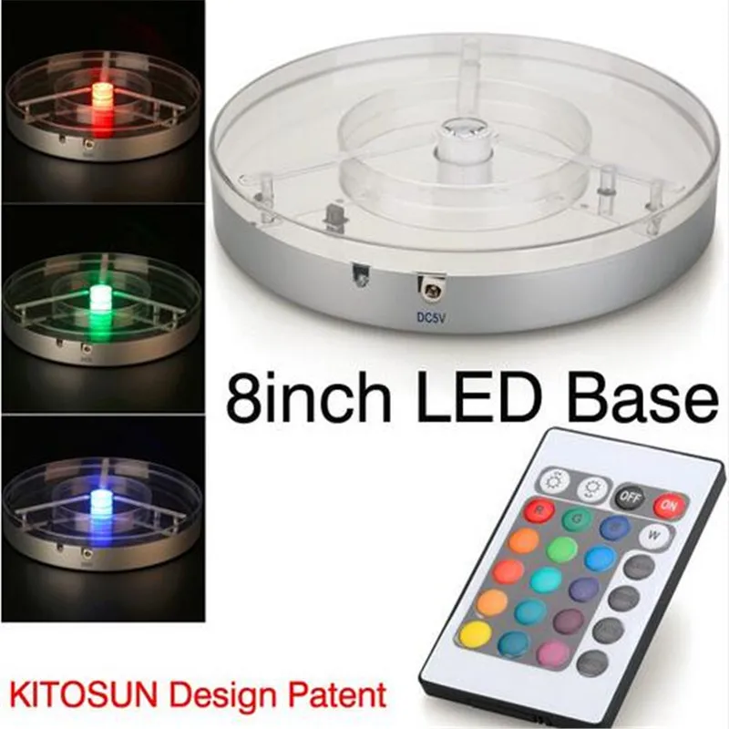 3pcs/Lot Battery Powered Multicolors LED Under Vase Lighting Silver Plastic Light Base for Shisha/ Hookah/ Crystal