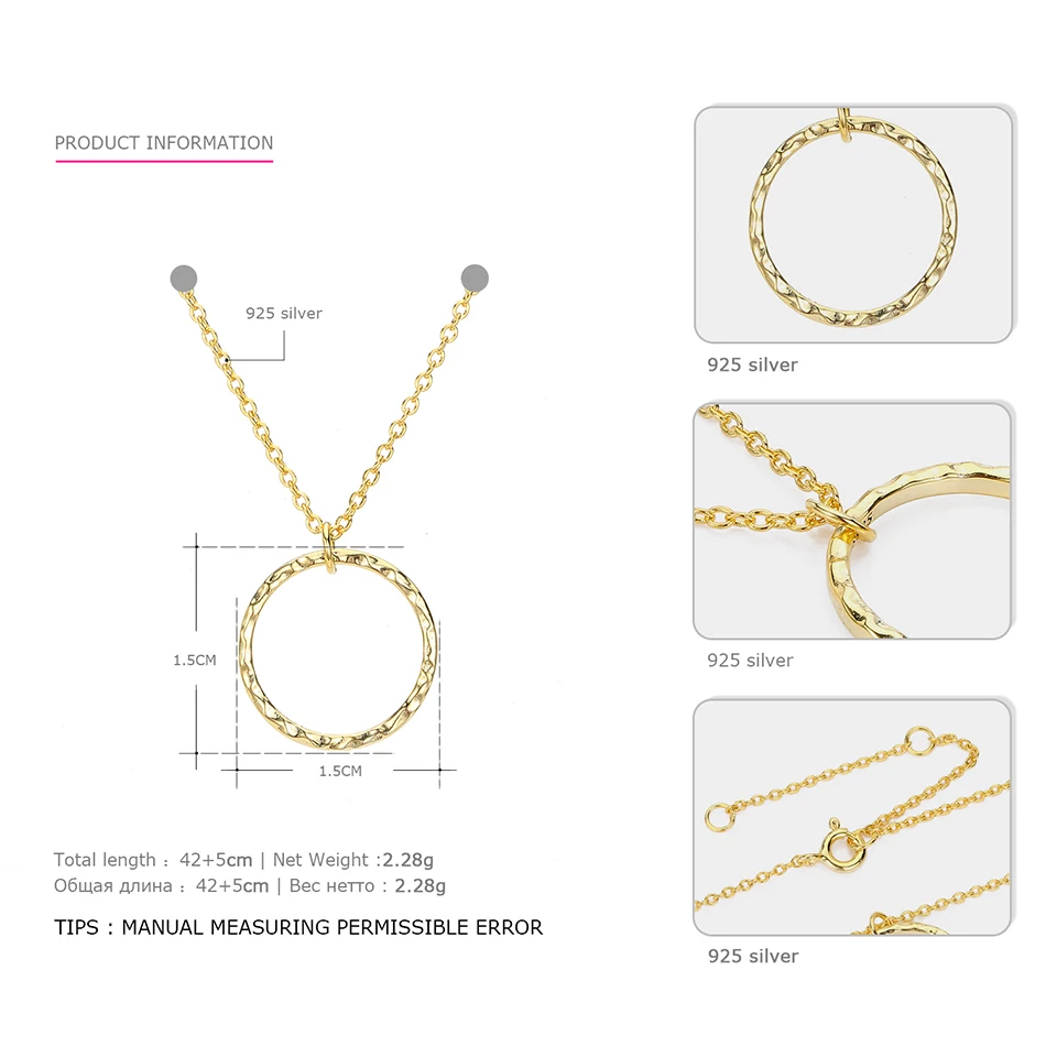 Gold Color F.I.N.S Классический круглый кулон ожерелье для женщин 925 стерлингового серебра полые круглые ожерелья, изысканная Бижутерия Подарки на день Святого Валентина - Окраска металла: Gold Color