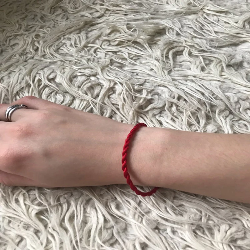 Qevila ювелирные браслеты модные красные нитки браслет на веревке счастливый