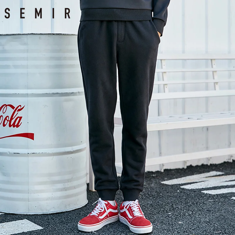 SEMIR брюки мужские толстые теплые флисовые готические спортивные черные