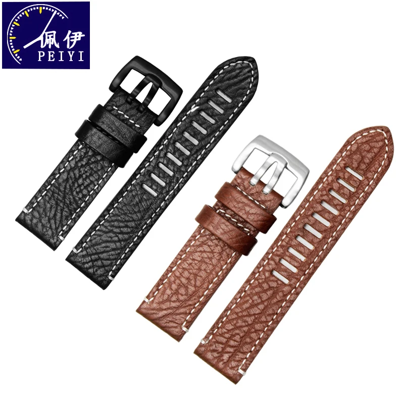 PEIYI Watchband Fashion Brown Watch Strap 23mm Replacement Leather Belt Accessories Bracelet For LUMINOX | Наручные часы
