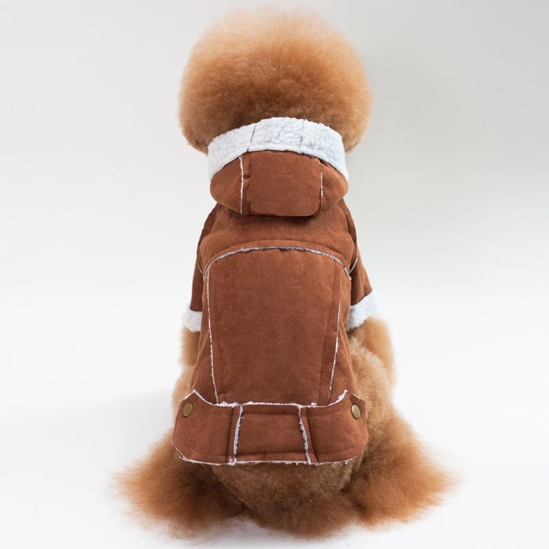 MYBRO Fashion Winter Pet clothes Soft Lamb Wool Dog Coat Two-Legs Warm Hooded Puppy Parkas for Chihuahua Poodles |