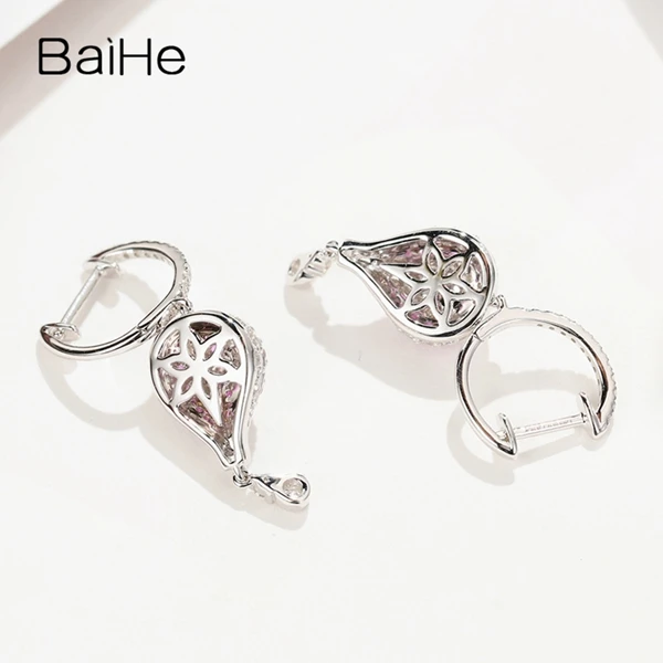 BAIHE, 14 K, белое золото, 0.34ct, H/SI-SI3, Круглый,, настоящие натуральные бриллианты, обручение, модное, хорошее ювелирное изделие, подарок, серьги-гвоздики