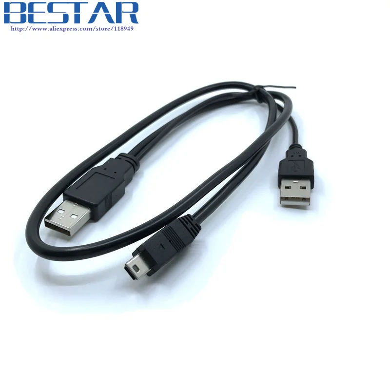USB 2 0 двойной A Тип 2A штекер Mini 5 Pin Мужской Y кабель 7 м 70 см фута для &quotмобильного