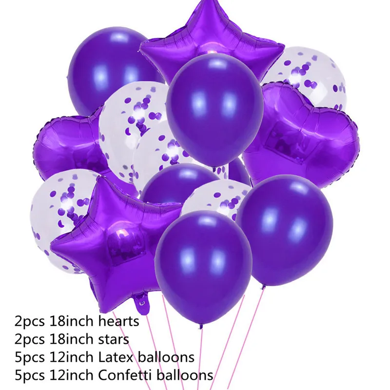 Balloon-14Pcs-Purple 16 дюймов с надписью Happy Birthday Фольга шар День рождения украшения, Детская рубашка для мальчика и девочки, товары для праздника Helum воздушные шары - Цвет: Balloon-14Pcs-Purple