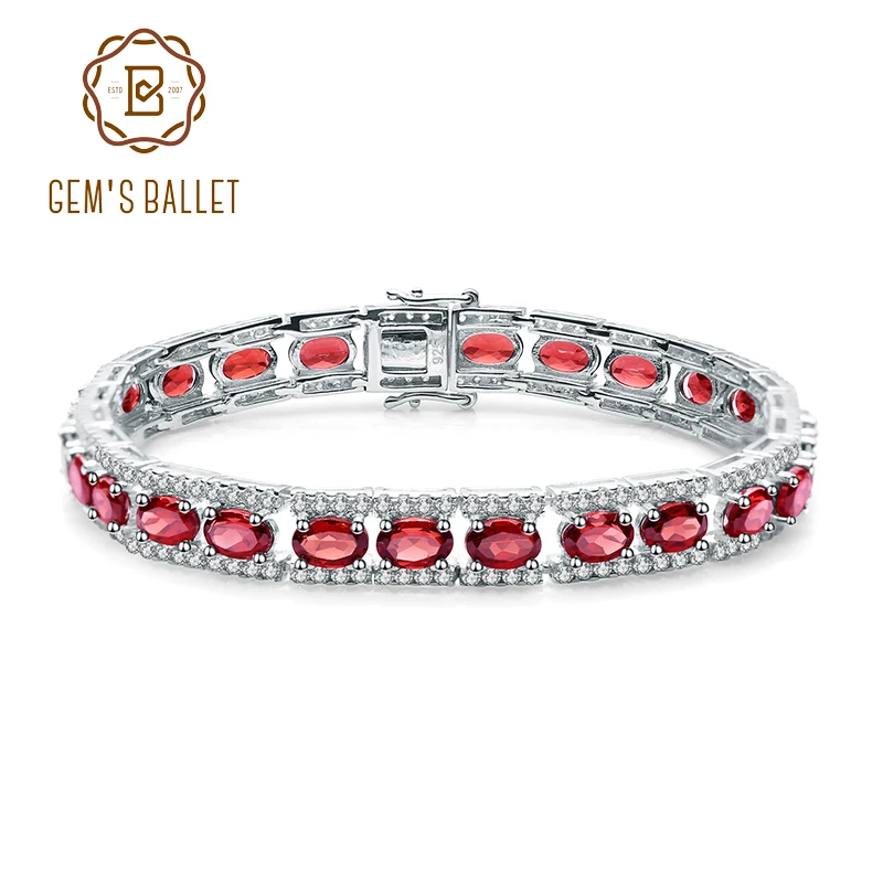Get GEM’S BALLET 0.6Ct Natural Garnet Gemstone 925 Sterling Silver Vintage Bracelets&bangles For Women Wedding Engagement Jewelry