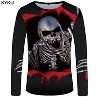 kyku skull t shirt men long sleeve shirt 3d funny t shirts rock japan punk anime gothic rock 3d t shirt mens clothing 2018