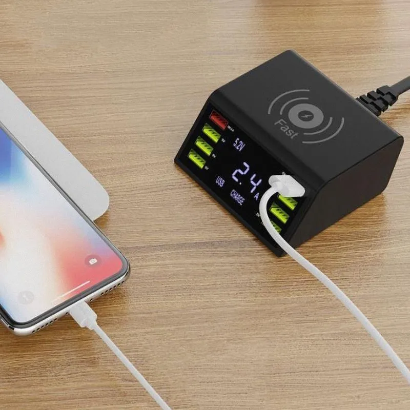 Беспроводное зарядное устройство 9 в 1 Qc 3 0 быстрая зарядка 8 Usb-портов зарядная
