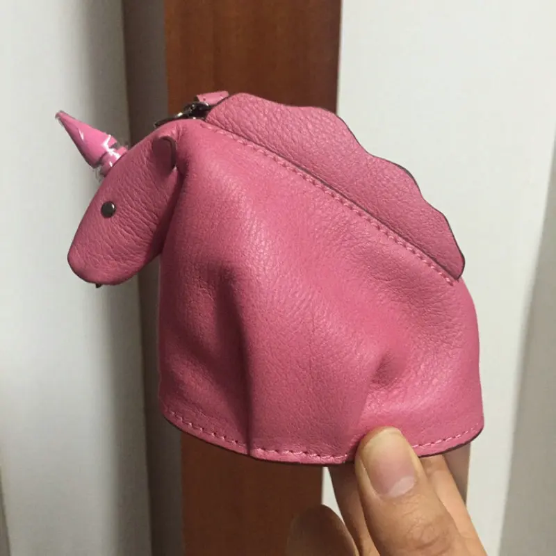 Кошельки из натуральной кожи в форме животных ручной работы, Сумка с единорогом, милый кошелек для денег, кулон, подарок для подруги, мамы