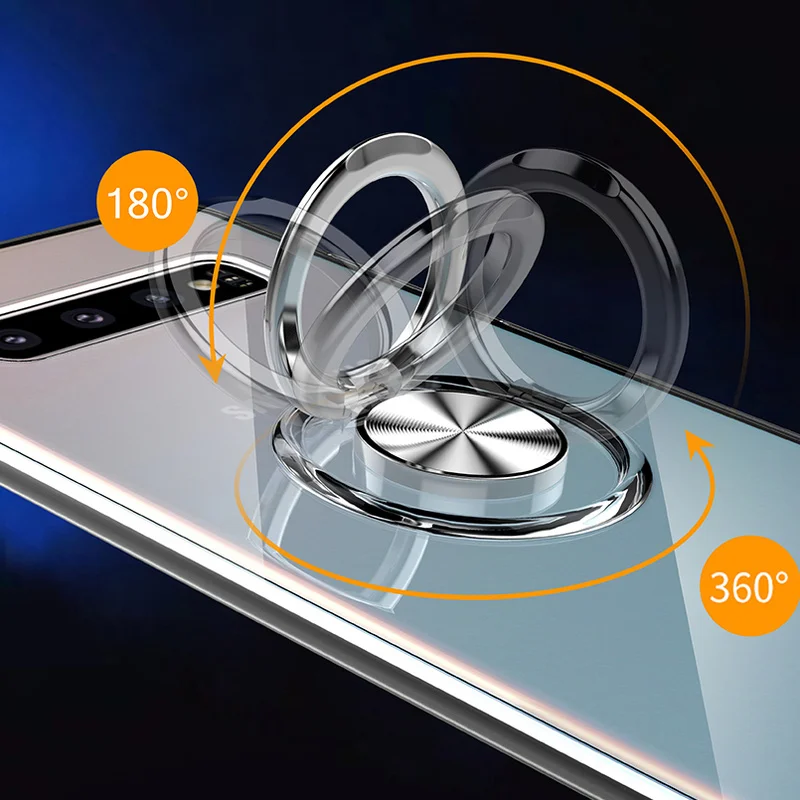 For Samsung Galaxy S10 S9 S8 Plus Magnetic Ring Transparent Soft Silicone Phone Cover Case Note 8 9 S10e Coqa | Мобильные телефоны