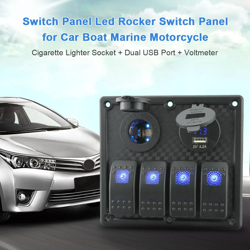 Водонепроницаемый 4 кнопочный переключатель панель Led кулисный с двойным usb