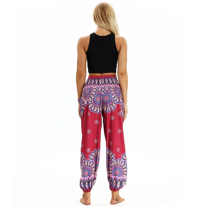 2018 женские шаровары с высокой талией длинные штаны геометрическим принтом