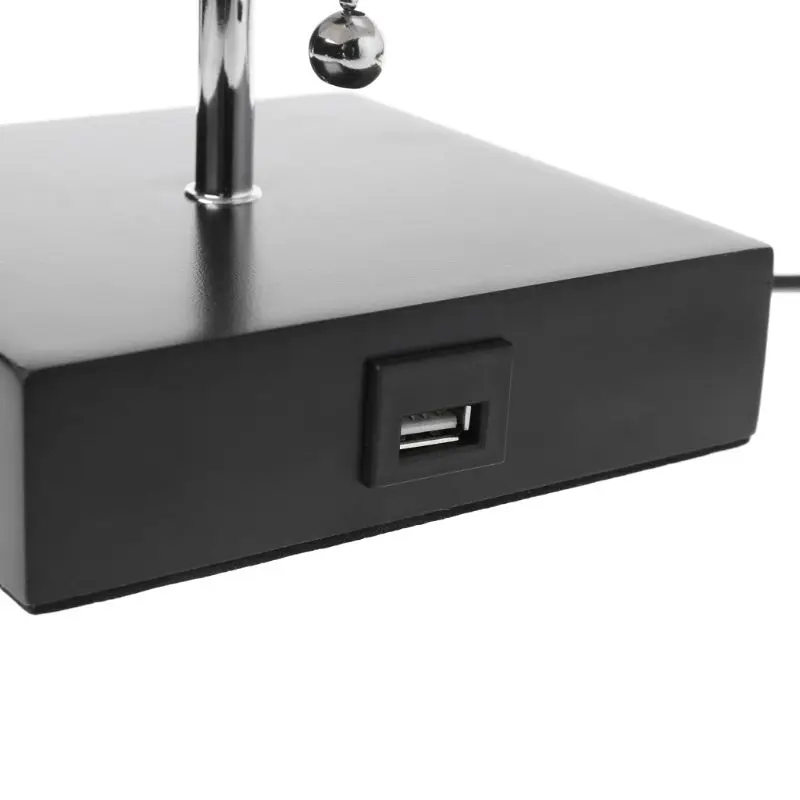 Деревянная Базовая тканевая затененная прикроватная Настольная лампа с usb