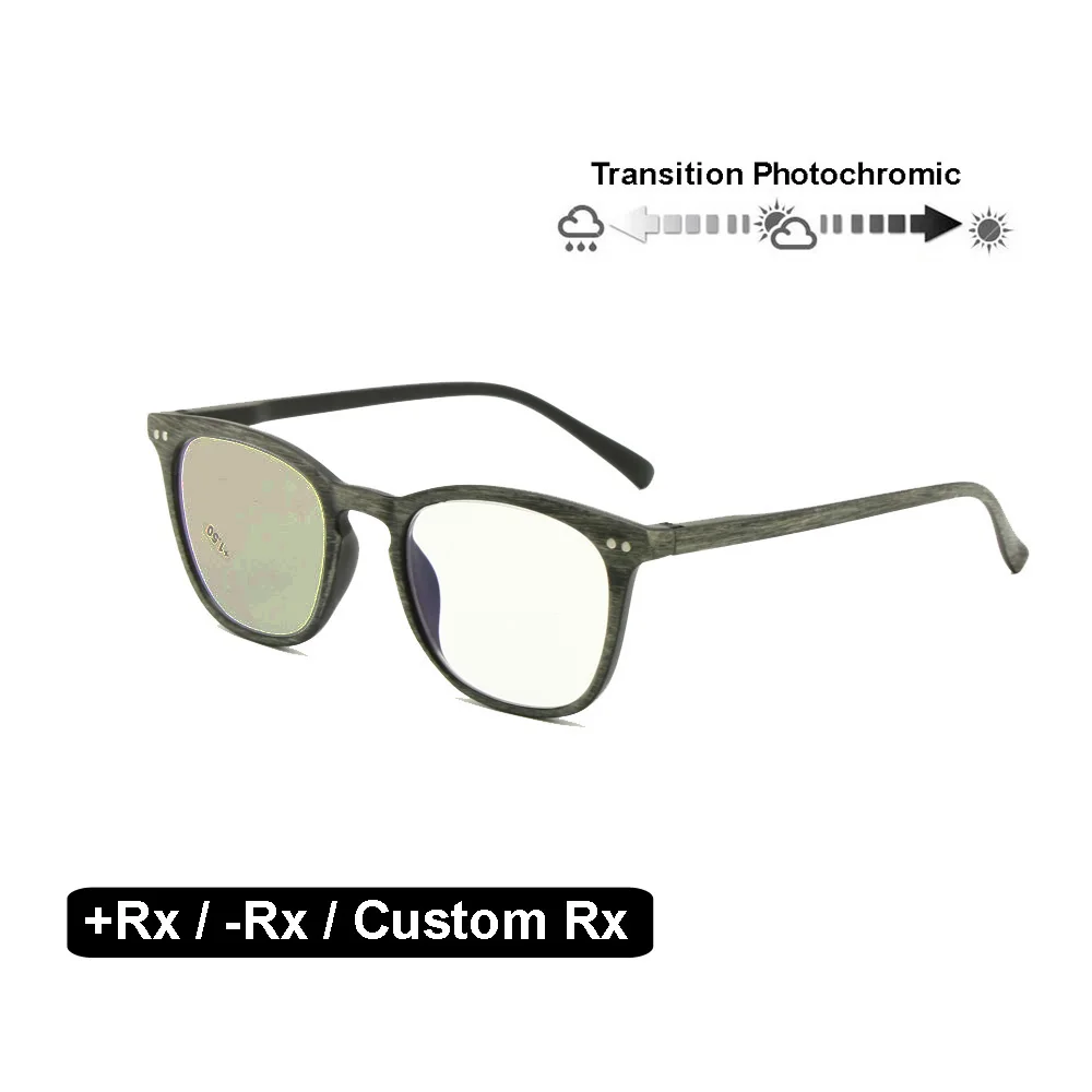 

Transition Photochromic Optical Glasses Myopia Hyperopia -Rx +Rx Custom Strength Reading Glasses Retro Nerd UV400 Sunglasses