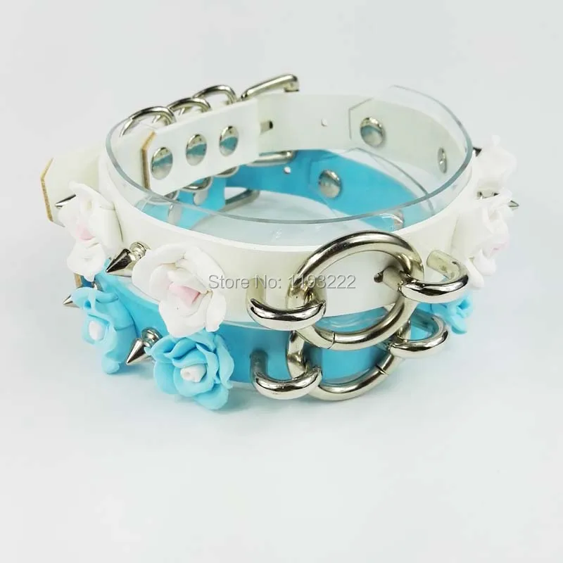 Женский кожаный ошейник с большими розами готический чокер ручной работы в стиле